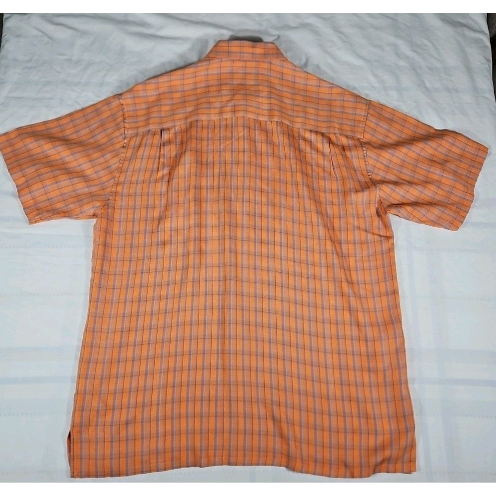 Michael Brandon Short Sleeve Button Up Mens Shirt Large Rayon/Polyester Orange‎ - Picture 7 of 8